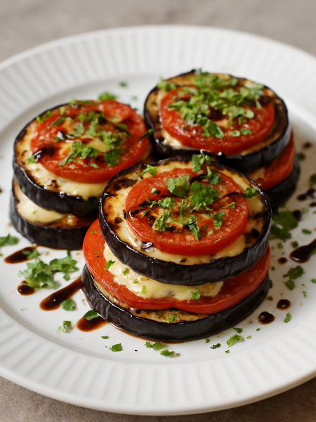 aubergine mit tomate und mozarella bild
