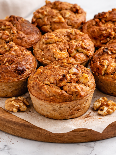 winterliche schoko protein muffins mit walnüssen